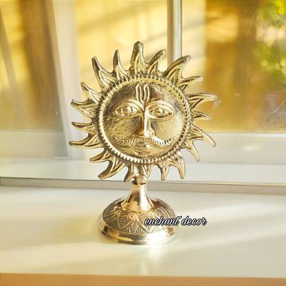 Asha Enchant Decor Religious Surya Dev Idol Metal Brass Murti Statue for Home Decor Vastu Remedies Decorative Showpiece - 11 cm