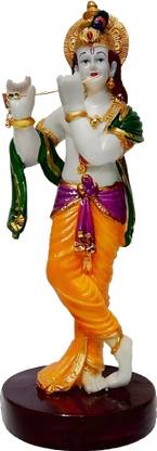 HUBZONES Marble Look Lord Krishna Spiritual Puja Vastu Showpiece, Standard Decorative Showpiece  -  28 cm