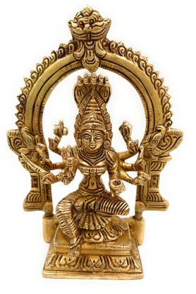 Bhunes Brass Goddess Mariamman Idols, Mariyamman Devi Statue Karumariamman Silai Amman Decorative Showpiece  -  18 cm