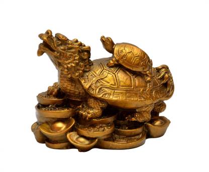 Feng Shui Art Vastu / Dragon Tortoise With Child for Health and Happyness Decorative Showpiece  -  7 cm