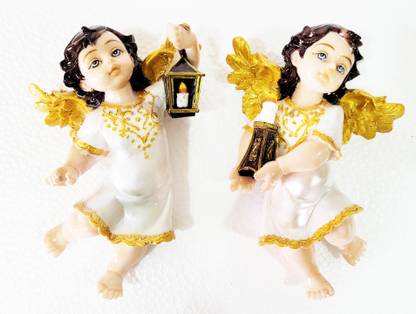 Divine Creations Wall Hanging Guardian Angels Statue for Altar Decorative Showpiece  -  13 cm