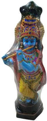 HOIVA Blue Sree Krishna Idols in Fiber with Flute for home decor - 2 Feet Decorative Showpiece  -  55 cm