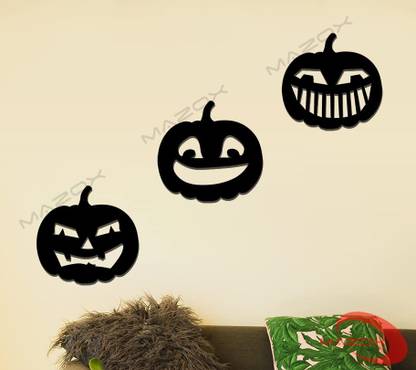 MAZOX Halloween Pumpkin Wooden Wall Art Décor Decorative Showpiece  -  30 cm