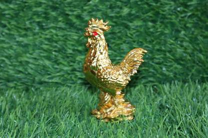 Salus App Solutions Feng Shui Antique Showpiece Resin Made Golden Color Rooster (2 x 4 inch) Decorative Showpiece  -  10 cm