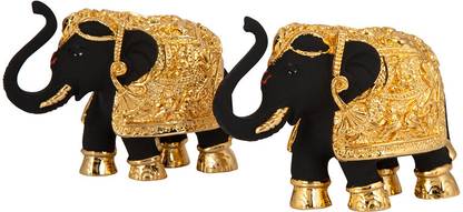 Siri Creations Elephants Idols Foil and Enamel डेकोरेटिव शोपीस  -  7 cm