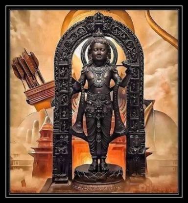 Wellberg MDF Cutout Replica of Ram Lalla Statue in Ayodhya Mandir Decorative Showpiece  -  29 cm