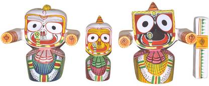 Real Craft Divine 10-inch Jagannath Balabhadra Subhadra Idol Se Decorative Showpiece - 25 cm