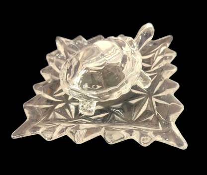 JSRE STORE Vastu and Good Luck Glass Tortoise with Ash Tray Decorative Showpiece  -  14 cm