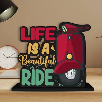 Artvibes Beautiful Ride Quotes Table Decor Office Desk Showpiece Wood Gift Item(SP_1116) Decorative Showpiece  -  15 cm