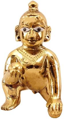 krishnagallery1 PURE BRASS Laddu Gopal 3 No. Size ( Pure Brass Laddu Decorative Showpiece  -  18 cm