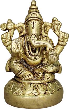 vinayakmoorti Panchdhatu Ganesh Idol Murti Statue For Good Luck, Success and Prosperity Decorative Showpiece  -  8 cm