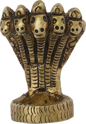 Kalarambh Brass Five Mukhi (5 Faces) Snake Statue Handicraft, 1 x 0.8 x 1.5 Inch (LxWxH) Decorative Showpiece  -  3.81 cm