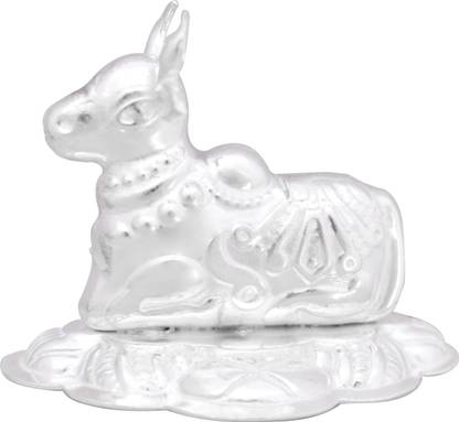 KMJ pure silver Nandi idol/statue for puja and gifting purpose (wt. 6.5 gms) Decorative Showpiece  -  3 cm