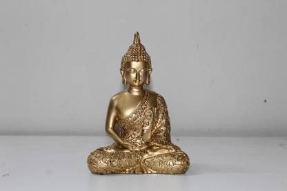 akriti Golden Buddha Idol Decorative Showpiece  -  17 cm