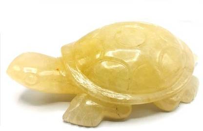 SS Murti Natural Citrine Tortoise Turtle Gemstone Turtle for Home and Office Decorative Showpiece  -  5 cm