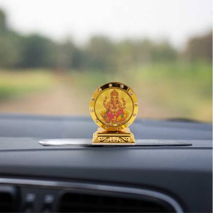 Spillbox Acrylic Car Dashboard|Car Accessories-Round Double Side God Picture(Ganesh) Decorative Showpiece  -  5.5 cm