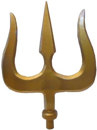 BRASS BLESSING EXTRA LARGE - TRISHUL Trishula Trident - SHIVA Weapon – Aluminum (5208) Decorative Showpiece  -  4 cm