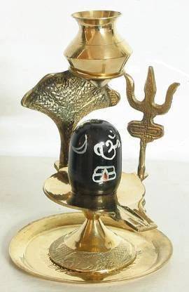 DARIDRA BHANJAN Brass shivling shiva lingam abhishekham stand kalash stand with thali Decorative Showpiece  -  14 cm
