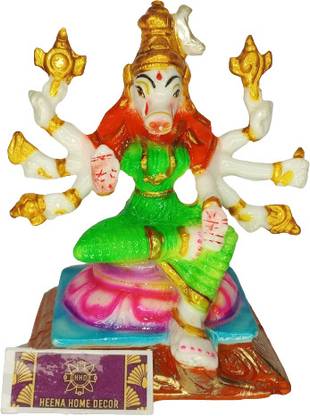tskutty HEENA HOME DECOR'S COLOURFUL GODDESS VARAHI DEVI/ VARAHI POLYRESIN IDOL Decorative Showpiece  -  11 cm