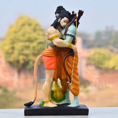 mark india Beautifull Bhagwan Ram and Hanuman Statue Hugging Each Other Decorative Showpiece  -  24 cm