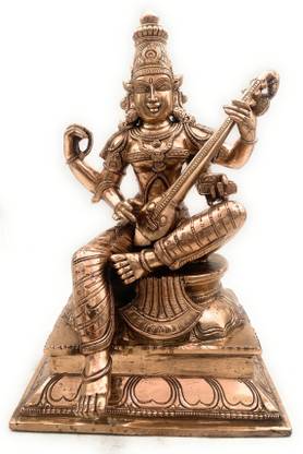 Bhunes Bronze Goddess Saraswati Ki Murti, Panchaloha Vidya Devi Idol Decorative Showpiece  -  32 cm