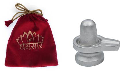 Dharmsaar Dharmsaar Pure Silver Shiv Linga for Pooja Home Office Temple Car Dashboard Decorative Showpiece  -  3.5 cm