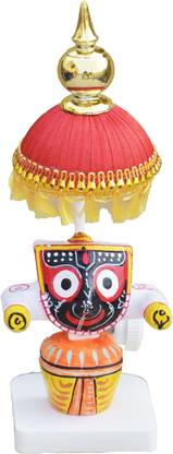 Real Craft Lord Jagannath Statue for Car Dashboard, Pooja & Gift, Shree Jagannath Murti/Idol, Mahaprabhu Jagannath for Home & Office Decore,with Sticky Tape Decorative Showpiece - 18 cm