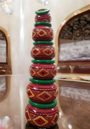 SMR Collections Exquisite Hand-Crafted Wooden Matka Set: 6 Pieces of Elegance Decorative Showpiece  -  29 cm