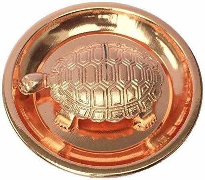jakhmola enterprises Tortoise With Plate Copper Decorative Showpiece - 6.5 cm (Brass, Copper) Decorative Showpiece  -  5 cm