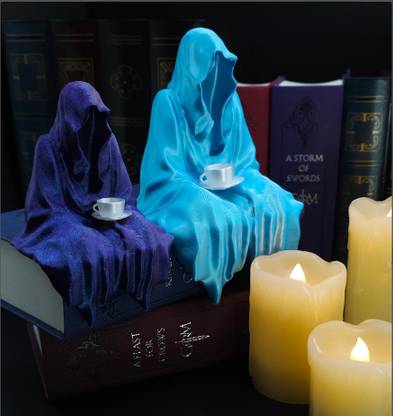 ZATOMIC 2 Sitting Ghost Statue For Bookshelf Decor Desk Table Decorative Showpiece  -  4.5 cm