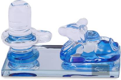 jagriti enterprise crystal shivling nandi idol for car dashboard mandir decor Decorative Showpiece  -  4 cm