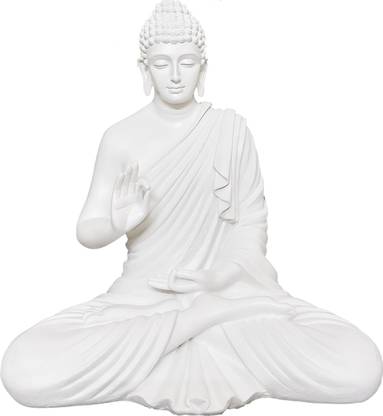 Decorify Pure White Marble Look Blessing Ashirwad Buddha Statue Figurine Height Decorative Showpiece  -  56 cm
