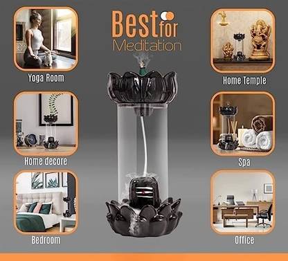 Neeteck Shivling flow incense holder smoke foundation with free incense Decorative Showpiece  -  8 cm