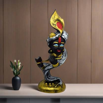 VIVARS CRAFT Lord Krishna Idol with Flute Statue Figurine Decorative Showpiece Decorative Showpiece  -  33.02 cm