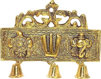 PUJADECOR Brass Plated Shankh Chakra Namah Showpiece | Shri Balaji Shankha Chakra Tilak Decorative Showpiece  -  15.5 cm