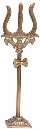 DARIDRA BHANJAN Brass Energized Lord Shiva Trishakti Trishul with Damru for Pooja Room/Decor for Protection and Vastu Decorative Showpiece Decorative Showpiece  -  20 cm