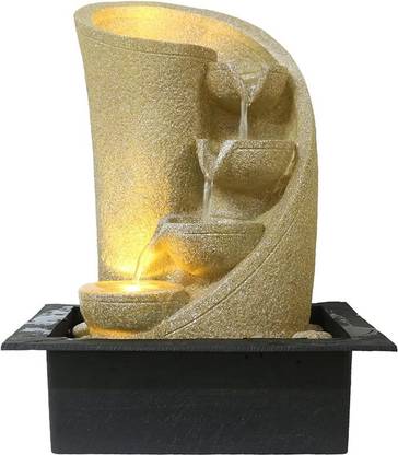 homicraft 4 Step Waterfall Design Tabletop Fountain with Light for Home, & Office Decor. Decorative Showpiece - 40 cm