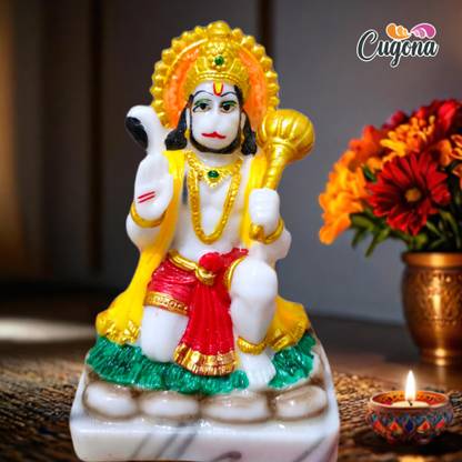 CUGONA Hanuman Idol for home Blessing with Gada 5 Inch- Hanuman Ji Murti for Home pooja Decorative Showpiece  -  13 cm
