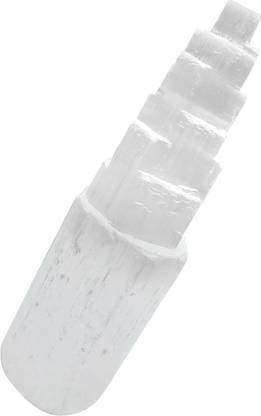 Shubhanjali Selenite Crystal Stone Tower for Reiki Healing Selenite Skyscraper Towers Décor Decorative Showpiece  -  15 cm