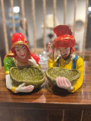 ECLAT FURNISH ECLAT FURNISH Punjabi Culture Sardar & Sardarni Statue Decorative Showpiece  -  13 cm