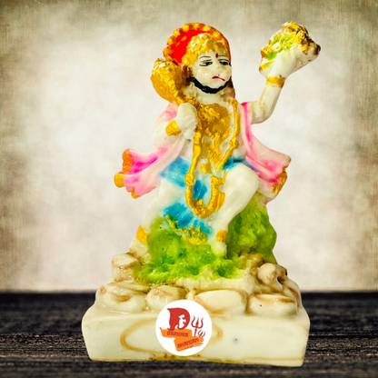 sanskaari Marble Hanuman Idol Lord Pavan Sut Marble Hanuman Ji Murti for Car Dashboard Decorative Showpiece  -  17 cm