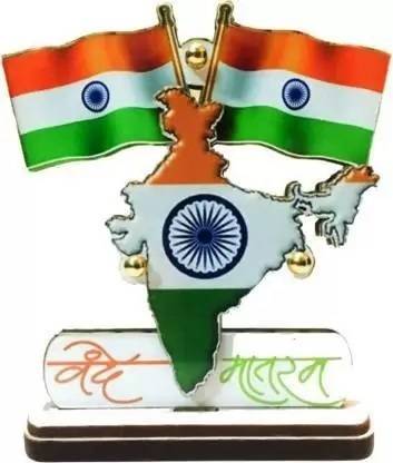 Ishwarkart Indian Flag With India Map For Car Deshbord Decorative Showpiece  -  5 cm