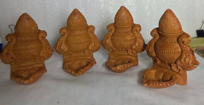 SMC home Decor Eco Friendly Terracotta or Earthenware Wall Diya - Set of 4 Diyas Decorative Showpiece  -  12 cm