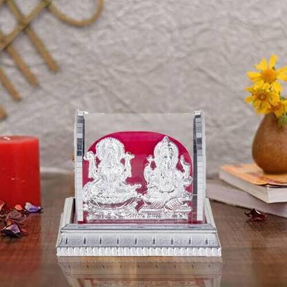 Awesome Craft Silver Plated Decorative Laxmi Ganesh Idol | Idol for Temple | Best Diwali Decorative Showpiece  -  8 cm