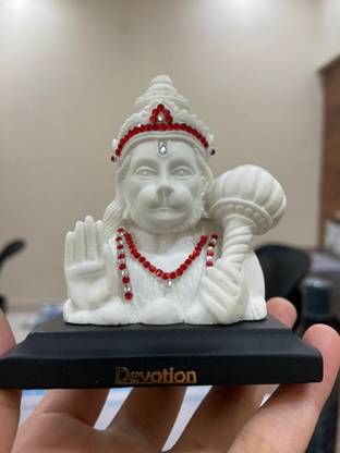 Ride2joy White Color Lord Pawan Putra Hanuman Ji Car Dashboard Idol Decorative Showpiece  -  10 cm