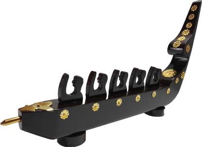 Devaa Chundan vallom(Traditional Snake Boat) from Kerala with 5 Rovers Mahagony Decorative Showpiece  -  22 cm