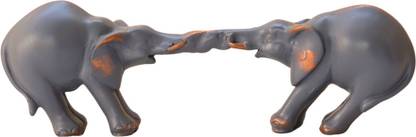 AVIRAL CRAFTS Graceful Elegant Resin Fighting Elephant Showpiece For Home Gift Item livingroom Decorative Showpiece  -  6.5 cm