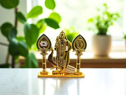 Wodec GOD MURUGAR GOLDEN METAL VEL IDOL FOR CAR DASHBOARD,POOJA ETC..-RELIGIOUS IDOL Decorative Showpiece  -  7.5 cm