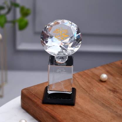 KhwajaDarbar Glass Crystal Towers- Holy Name Mohammed, 3D Holographic Prints of Medina Sharif Decorative Showpiece  -  10 cm