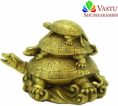 Vastu Shubharambh VS_3 Turtles_Golden Decorative Showpiece  -  7.5 cm